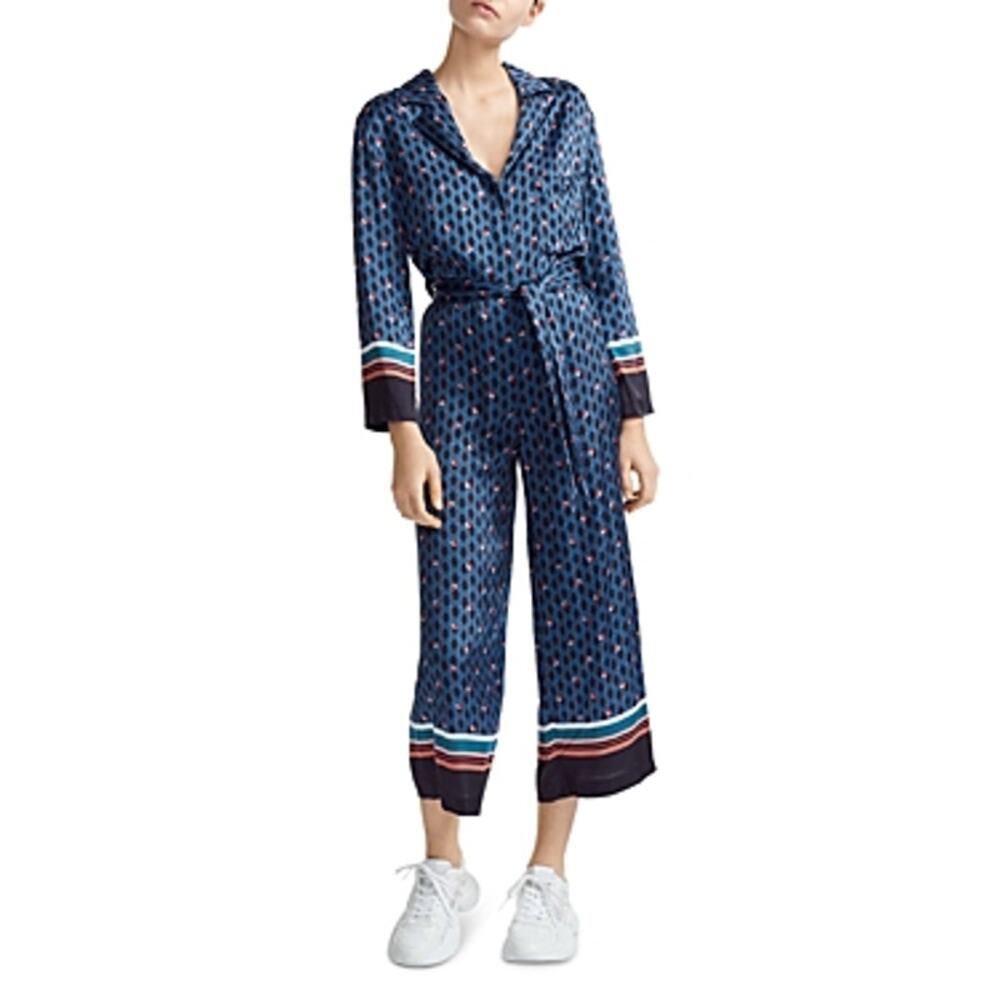 Maje Prestone Printed Cropped Wide-leg Jumpsuit